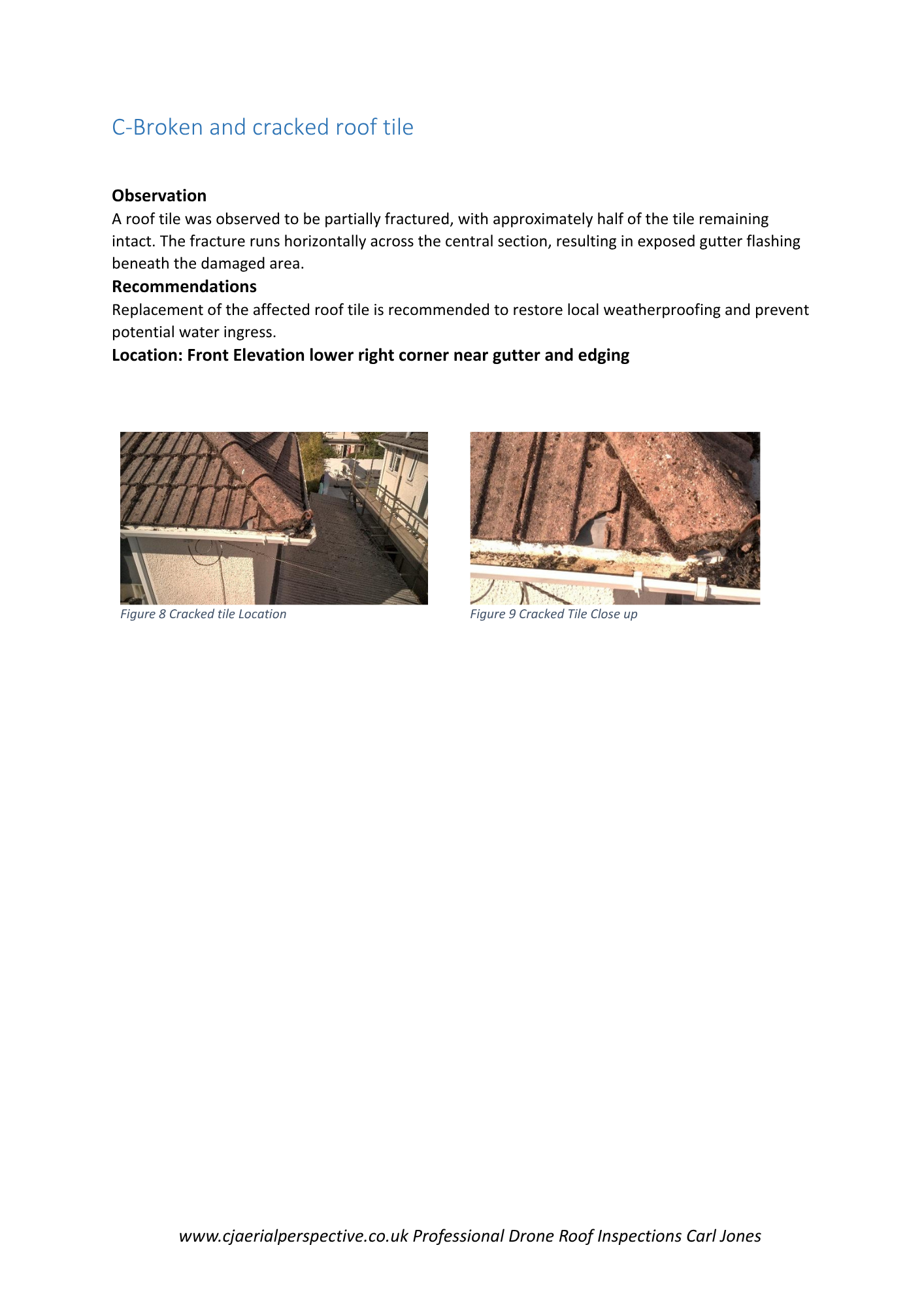 Broken roof tile detail